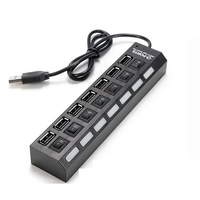 Hub USB multiport 3.0 à 7 ports, adaptateur OTG, accessoires informatiques avec adaptateur secteur