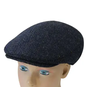 Maille béret lierre casquette en gros été béret gavroche casquette rayures plat Vintage blanc lierre chapeaux