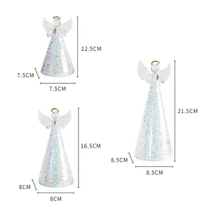 Figurine d'ange en verre soufflé à led, cm, avec guirlande lumineuse, décoration de noël, vente en gros