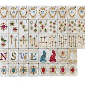 Wholesale Hand Carved American <b>Mahjong</b> Tiles, 2026 Hot-Selling Baroque Pearl Shell Acrylic Engraved <b>Mahjong</b> <b>Set</b> for Western Play - Product Image 6