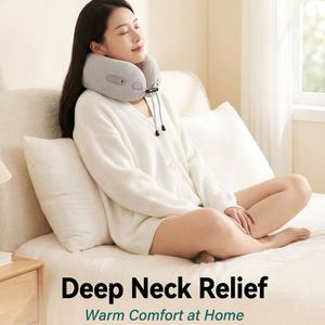 Heated <b>Vibration</b> Neck Pillow, Memory Foam U-Shaped Travel Pillow for Airplane Car Use, OEM Custom Supported - Product Image 2