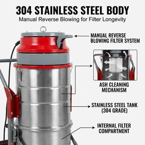 Aspirapolvere Industriale 90L per Solidi e Liquidi, 4500W, Collettore di Polvere Professionale con Filtro HEPA e Scuotitore Manuale per Fabbriche e Officine - Product Image 5