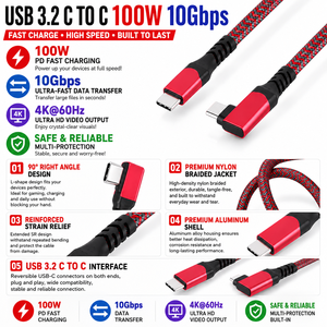 Cable de Carga Rápida USB C a USB C de 100W Personalizado LUNGKAY OEM, Cable Trenzado Tipo C de Sincronización de Datos de 10Gbps para MacBook, iPhone 15, iPad - Product Image 2