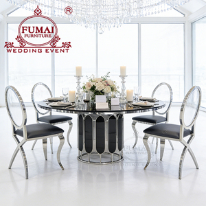 Modern Wedding Hotel Furniture Silver Metal Stand <b>White</b> <b>Round</b> Center Banquet <b>Dining</b> Room <b>Table</b> Outdoor - Product Image 6