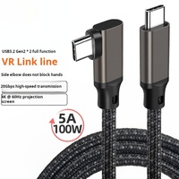 USB3.2 double mâle 5A 100W coude type-c c à c 20Gbps câble de données VR, connexion de liaison, câble de projection d'écran 4k