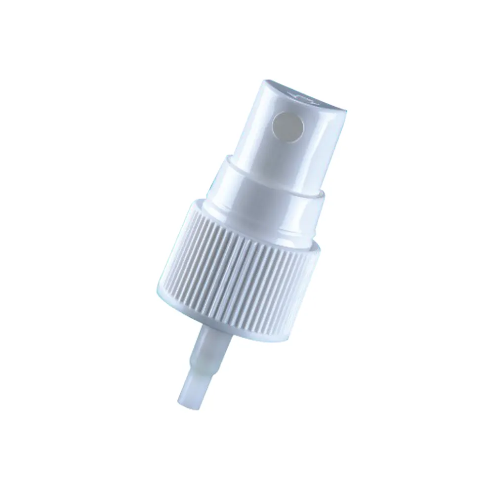 20/410 beyaz PP plastik nervürlü ince sis püskürtücü pompası için el dezenfektan sprey şişesi