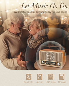 <span class=keywords><strong>Radio</strong></span> portable AM FM à brancher sur secteur, batterie rechargeable, haut-parleur Bluetooth avec lecture AUX TF USB, <span class=keywords><strong>radio</strong></span> <span class=keywords><strong>transistor</strong></span> rétro <span class=keywords><strong>vintage</strong></span> - Product Image 6