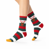 Emballage sur mesure de qualité supérieure Chaussettes de Noël personnalisables Chaussettes d'hiver en coton doux avec des motifs de rennes et de Père Noël