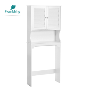 Étagère <span class=keywords><strong>en</strong></span> <span class=keywords><strong>bois</strong></span> moderne <span class=keywords><strong>pour</strong></span> salle de bain au-dessus des toilettes avec armoire de rangement - Product Image 1