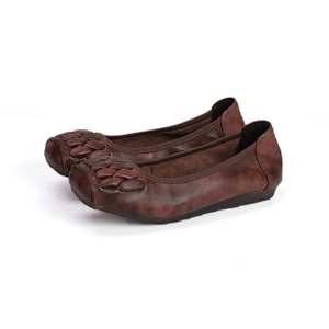 Lo último en cuero de vaca genuino, punta de flecha, suela blanda plana para mujeres y damas, zapatos suaves de moda al por mayor - Product Image 2