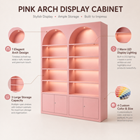 Étagère à livres moderne de grande taille, à arche, éclairée par LED, unité d'affichage pour magasin de détail commercial, armoire de rangement en métal thermolaqué