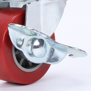 Maroon Pu Swivel <b>Caster</b> 1.5 Inch Plate Mount Industrial Furniture <b>Casters</b> Durable Plain Bearing Metal <b>Wheel</b> - Product Image 2