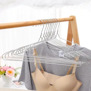 Supermarket Non-slip Wire Metal Chrome Clothes Hangers For Laundry