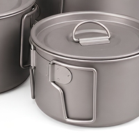 Grand pot de camping en titane pur de 1000 ml avec couvercle - Bol de cuisson extérieur grande capacité avec poignée pliable - Vente en gros OEM/ODM