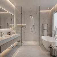 Ensemble de douche thermostatique en laiton brossé moderne avec robinet à trois voies à cartouche céramique pour hôtel et salle de bain