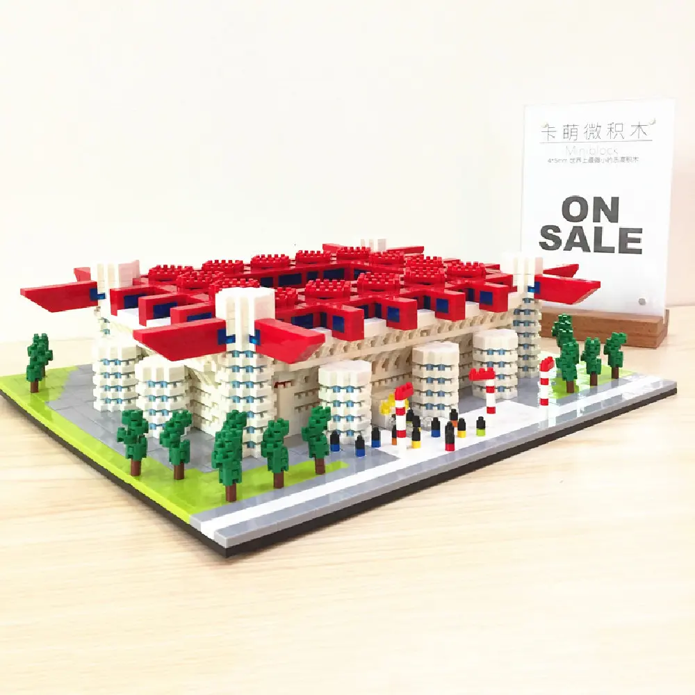 Gran oferta campo de fútbol Micro ladrillos Mini estadio San Siro bloques de construcción para regalo de Navidad juguete educativo