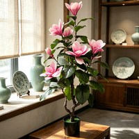 Fleurs artificielles en plastique 3D pour mariage, magnolias artificiels pour extérieur, intérieur, hall d'entrée, restaurant, arrangements floraux