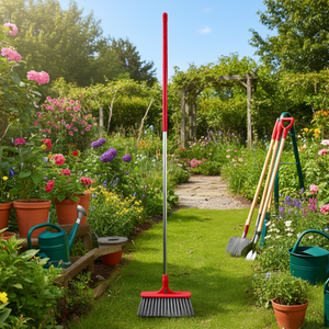 Attrezzo da Giardino Ergonomico in Alluminio Rosso con Manico da 150 Cm per Uso Esterno - Product Image 3