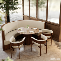 Nouvelle conception : Ensemble de mobilier de restaurant en bois massif, canapé croisé, banquette de restaurant tout confort avec table et chaises de restaurant
