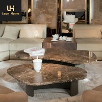 Ensemble de tables basses en métal avec plateau en marbre de luxe, tables basses personnalisées