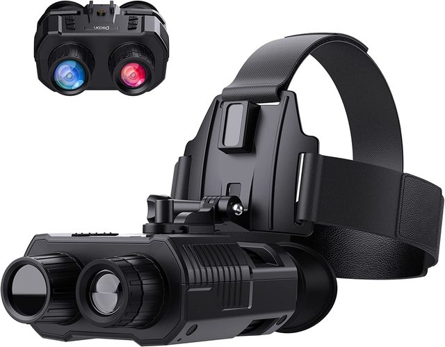 Naked Eyes 3D Display Hands-Free Tactical Night Vision Binoculars 1080p Digital Infrared Helmet-Mounted Waterproof Zoom 200-250M