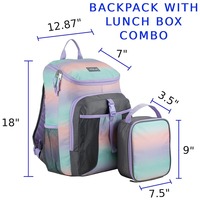 Sac à dos isotherme souple avec sac à déjeuner intégré, motif dégradé, pour étudiants, adolescents et enfants, idéal pour l'école, les voyages, le sport et le quotidien