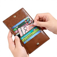Dompet Pendek Kulit Asli Pria Minimalis Tipis Lipat Dua Anti RFID Custom Grosir, Dompet Kulit Crazy Horse Pria Custom