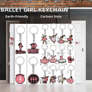 Cute Cartoon Ballet Girl PVC Eco-Friendly Durable Zinc Alloy Carabiner Keychain Pink Birthday <b>Bag</b> Accessory-Creative Small <b>Gift</b> - Product Image 2
