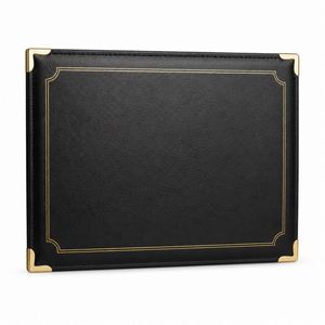 Porte-documents en similicuir bleu certifié avec cadre et coins emboutis argentés pour diplôme universitaire – Vente en gros - Product Image 2