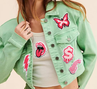 Patchs thermocollants brodés en chenille rose, motifs Western Cowgirl, HOWDY, Papillon, Lèvres, Éclair, pour veste, jean, sac à dos, DIY