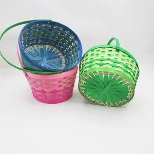 价格便宜高品质彩色竹制礼品篮中国制造装饰篮礼品篮