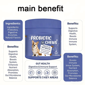 Suplemento Masticable Probiótico Orgánico Natural OEM para <span class=keywords><strong>Perros</strong></span>, Apoya la Salud Digestiva e Inmunológica, Absorción Rápida, Cuidado de la Salud de las Mascotas - Product Image 3
