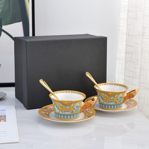 Wholesale of Novelty Western European Luxury Angel Gold Handle Ceramic Coffee Set and Bone China <b>Tea</b> <b>Cup</b> Set - Product Image 1
