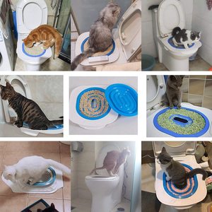 Cat Toilet Trainer Seat With Litter Mat Plastic Waterproof Potty Training Aid For Cats - Product Image 1