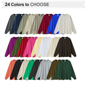 W23004 High Quality 305 Grams Heavy Cotton t <b>Shirts</b> Wholesale <b>Thick</b> Long Sleeve Tshirts for <b>Men</b> - Product Image 2