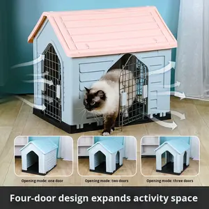 บ้านสุนัขกลางแจ้งสำหรับสุนัขขนาดกลางถึงใหญ่ ใช้ได้ทุกฤดู โครงสร้างแข็งแรงทันสมัย ทำจากพลาสติก ป้องกันฝน เหมาะสำหรับสุนัขพันธุ์บอร์เดอร์เชพเพิร์ด - Product Image 4