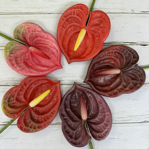 Meichun Mini Red Anthurium Artificial Flower 30cm-100cm Soft Rubber Home Decor <b>Wedding</b> <b>Props</b> - Product Image 4