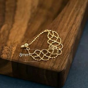 Xinfly Vente en gros Bijoux en or massif Au750, Bague chaîne de doigt réglable en or véritable 18 carats, motif dentelle, tendance et délicate, pour Femme et Fille - Product Image 4