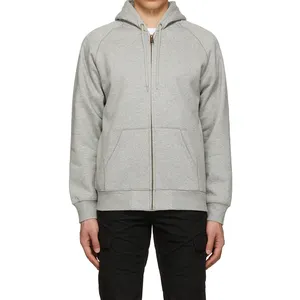 Nieuwe Oem Mannen 100% Katoen Dikke Zware Franse Terry Hoge Kwaliteit Vlakte Oversized Designer Zip Up Hoodie Custom Logo