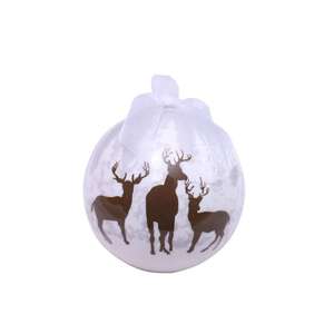 Autocollant de boule de Noël en mousse de 7,5 cm avec motif de cerf et flocons de neige blancs pour décoration d'arbre - Product Image 4