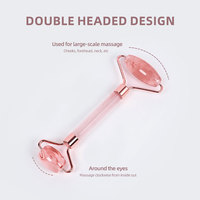 Kit d'outils de soin de la peau en résine avec logo personnalisé : Rouleau facial en jade et Gua Sha rose pour massage du visage, du cou, des yeux et du corps, anti-rides