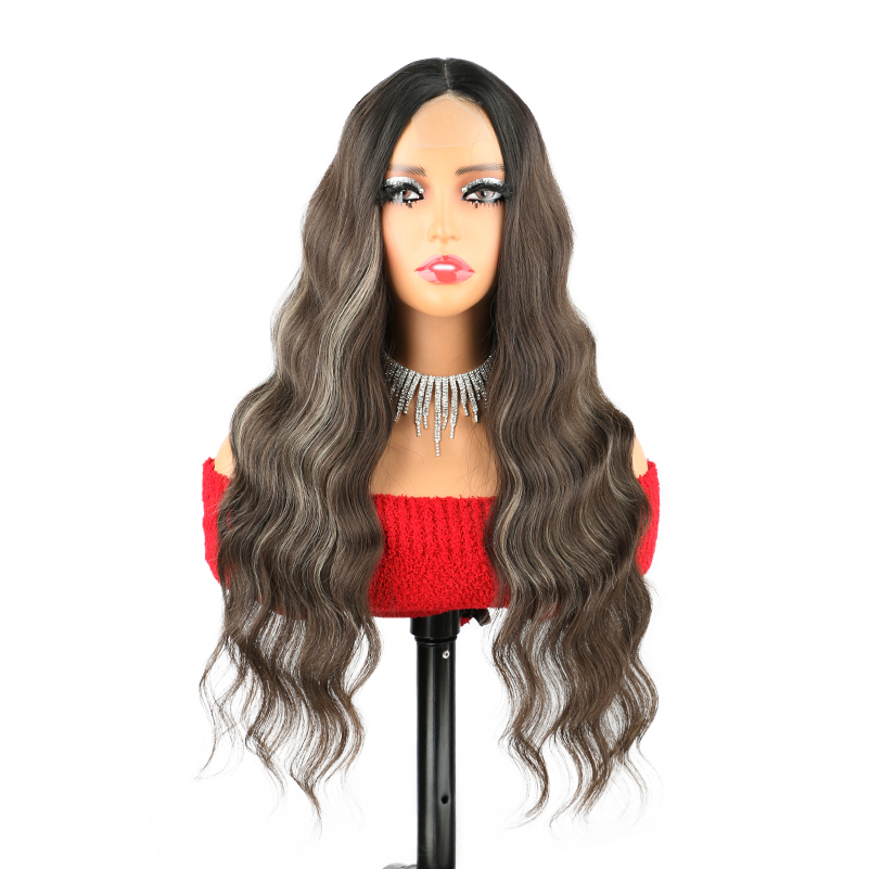 26 Inch Long Wavy Lace Front Silk Base Rose Mesh Cap Wig for  display picture 3
