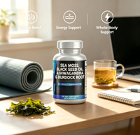 Fabricant OEM – Capsules de Mousse de Mer, Huile de Nigelle, Ashwagandha, Racine de Bardane et Curcuma pour Renforcer le Système Immunitaire