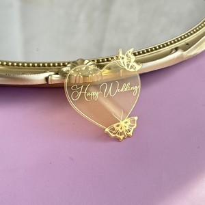 Decoración de Pastel Acrílica con Diseño de Corazón y Mariposa, con Miel y Dulzura, para Bodas, Cumpleaños, Día de la Madre - Product Image 1