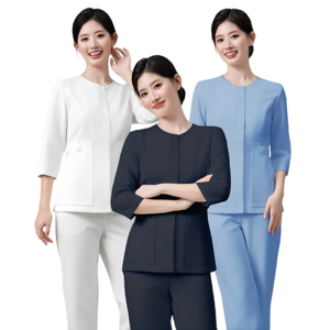 Conjunto de Uniforme de Enfermera con Cuello Redondo y Manga 3/4 para Mujer, Trajes Médicos, Ropa de Trabajo para Spa y Belleza, Multicolor, Logotipo Personalizado - Product Image 1