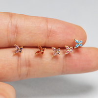 Cincin Hidung 20G CZ Butterfly 316L Baja Bedah Berlapis Emas Vintage Kristal L Bentuk L untuk Hadiah Pernikahan