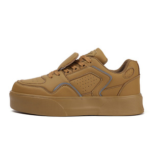 Baskets plateforme blanches pour hommes, bout rond, lacets, tige synthétique, semelle extérieure en caoutchouc, chaussures de marche confortables, taille 46 47 - Product Image 2