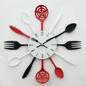 Multi-color Fork Spoon Knife Kitchen Cutlery <b>Wall</b> <b>Clock</b> Home <b>Decor</b> - Product Image 3