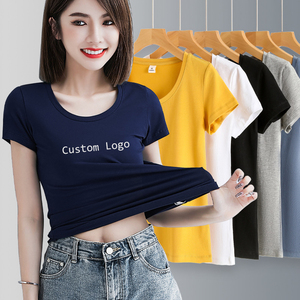 T-shirt pour femme ajusté personnalisé en coton 95% et élasthanne 5% pour impression en gros - Product Image 1