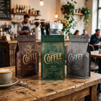 Sachets Doypack Personnalisés pour Café et Thé, en Feuille d'Aluminium, Qualité Alimentaire, avec Fermeture Zip, Fond Plat, Imprimés, pour Poudre
